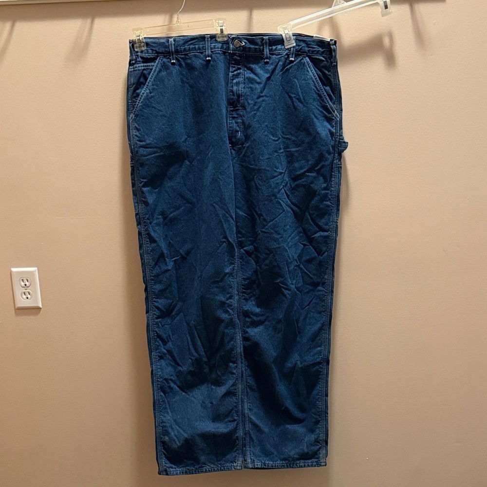 Carhartt Men's Blue Denim Flannel Lined Work Pant